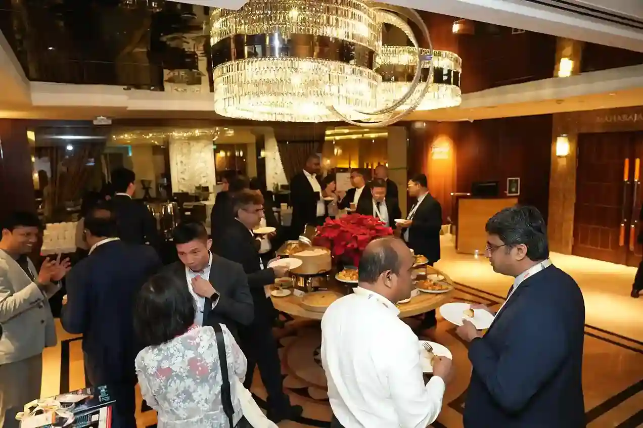 Top down view of a large conference crowd